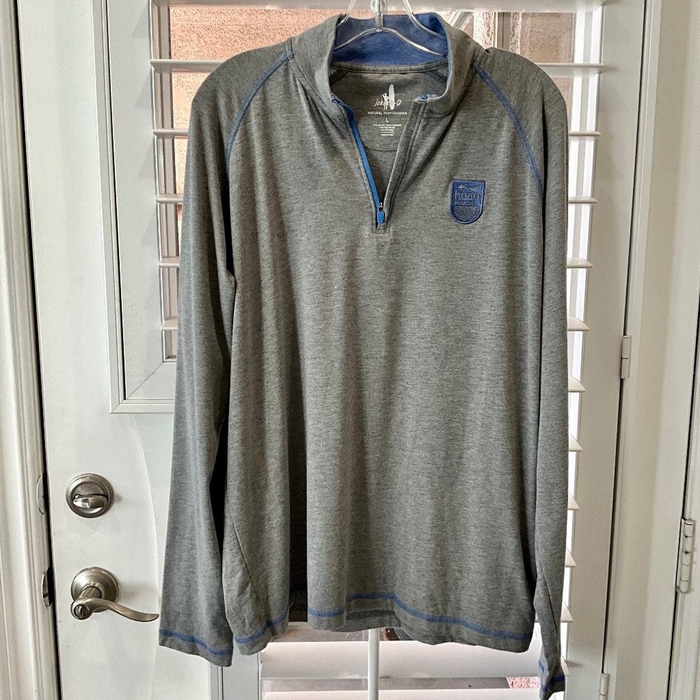 JOHNNIE-O HOAG CLASSIC NATURAL PERFORMANCE 1/4 ZIP PULLOVER MENS L GRAY BLUE